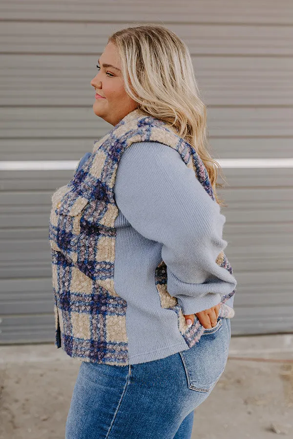 Picking Pumpkins Plaid Jacket in Blue Curves