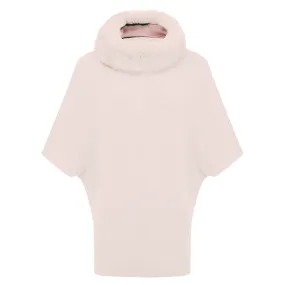 Poncho with Fur Collar - Ivory