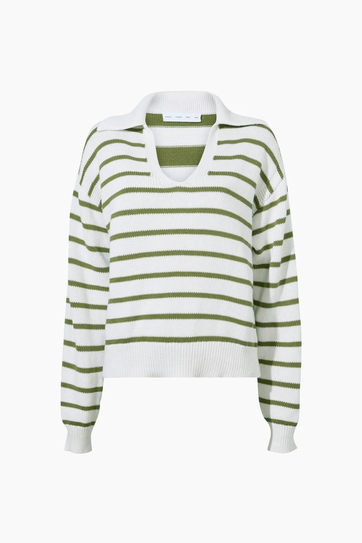 Proenza Schouler White Label Stripe Murphy Knit Sweater - Chalk/ Willow