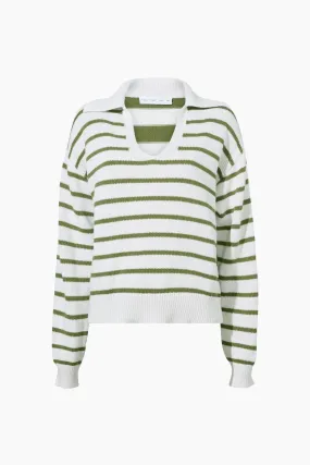 Proenza Schouler White Label Stripe Murphy Knit Sweater - Chalk/ Willow