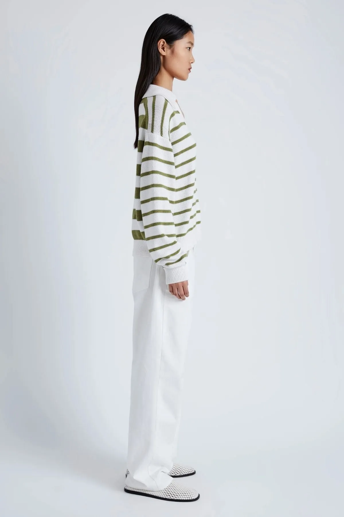 Proenza Schouler White Label Stripe Murphy Knit Sweater - Chalk/ Willow