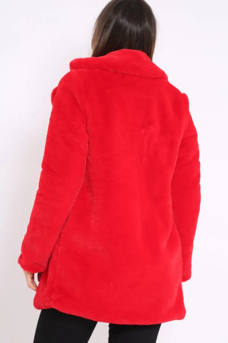 Red Faux Fur Coat - Kinleigh