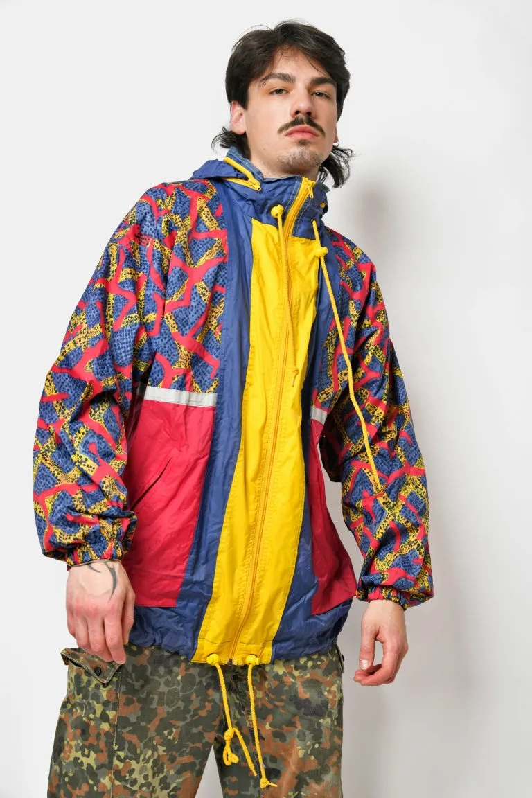 Retro hooded windbreaker multi