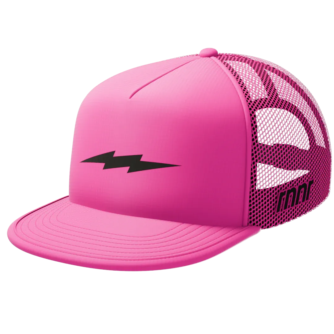 rnnr running trucker hat: Bolt Pink