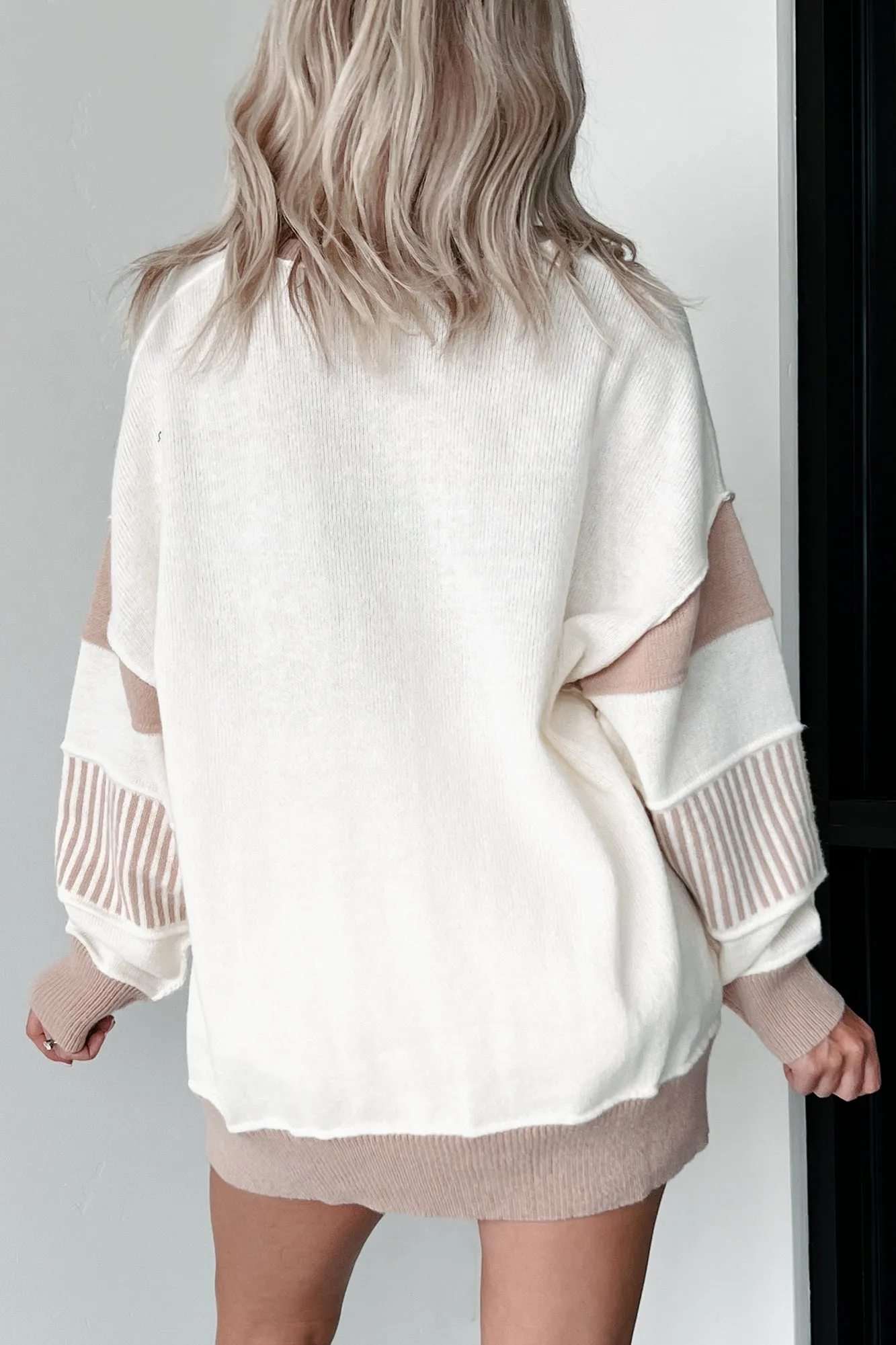 Routinely Casual Oversized Colorblock Sweater (Ivory/Mocha)