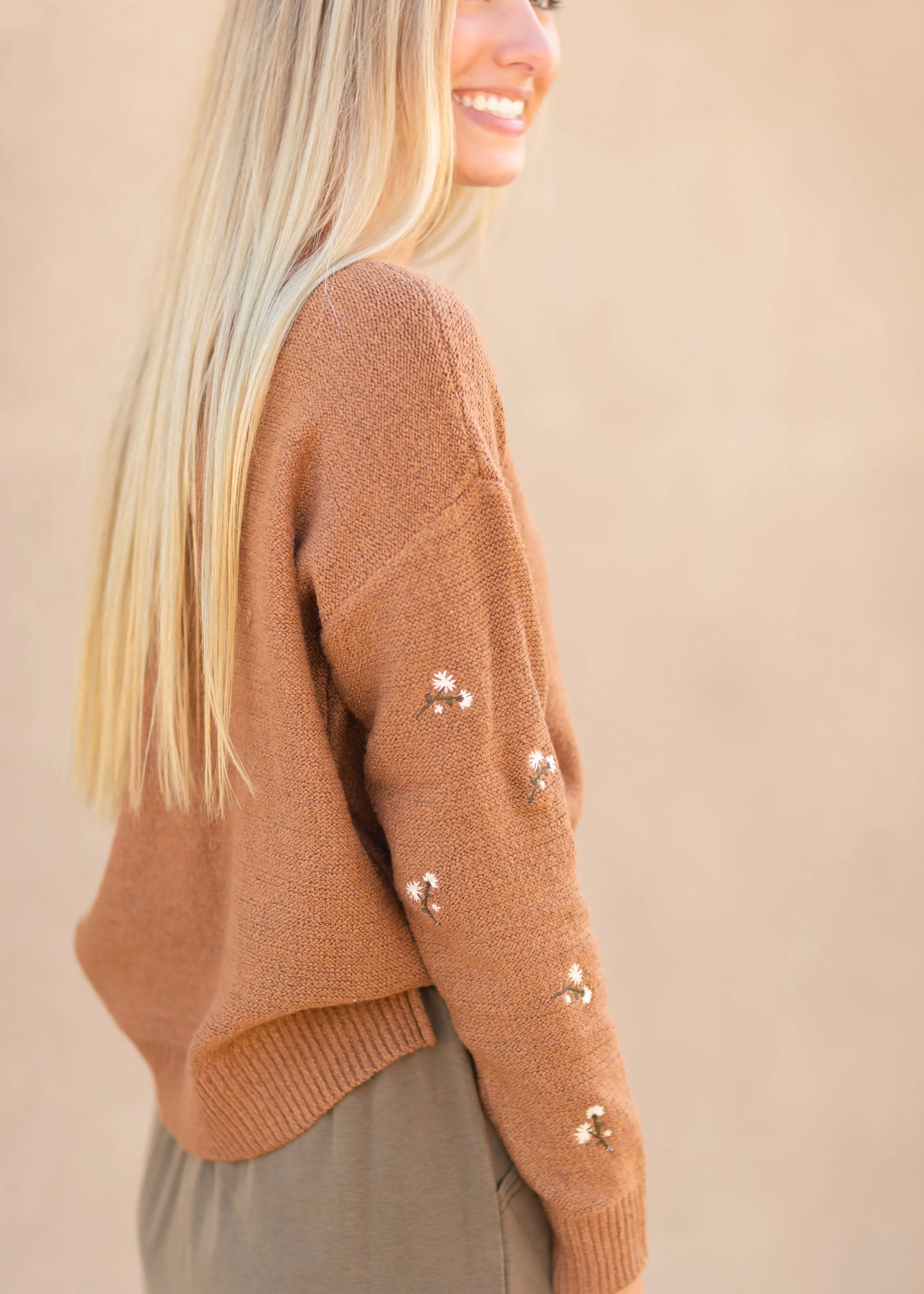 Rust Tiny Floral Sweater