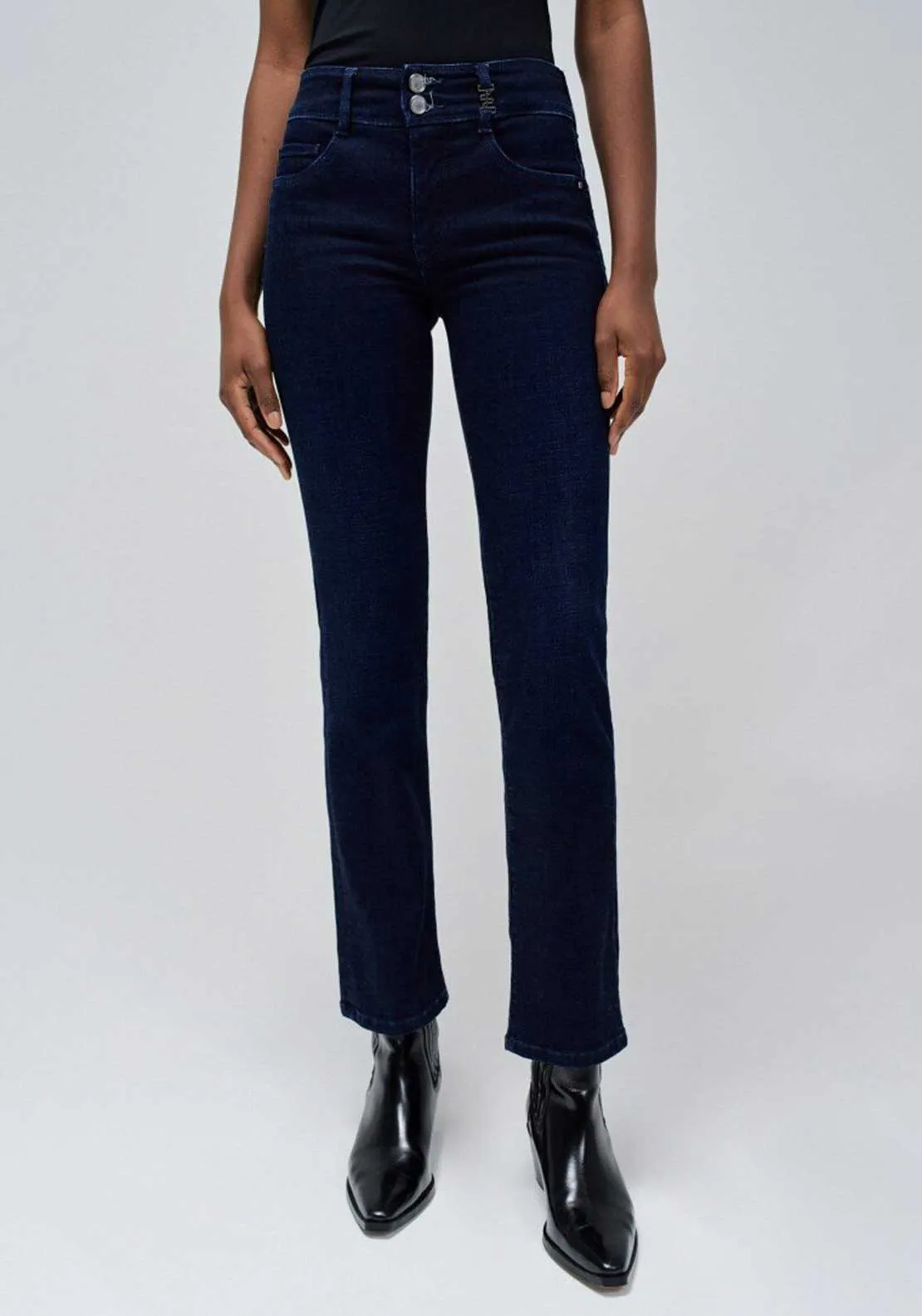 Salsa Secret Mid Rise Straight Leg Jeans, Dark Blue Denim