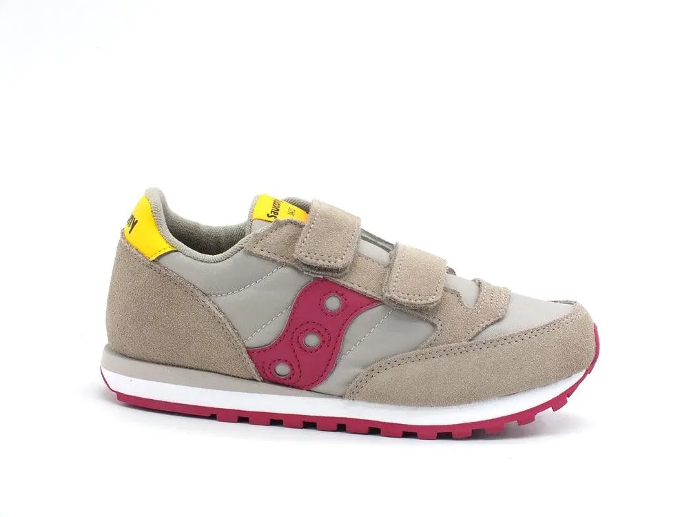 SAUCONY Jazz O Duble HL Kids Sneaker Bambino Strap Taupe Burgundy SK164797