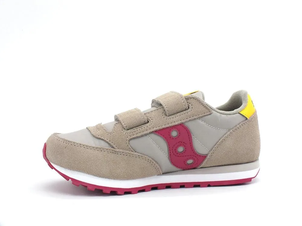 SAUCONY Jazz O Duble HL Kids Sneaker Bambino Strap Taupe Burgundy SK164797