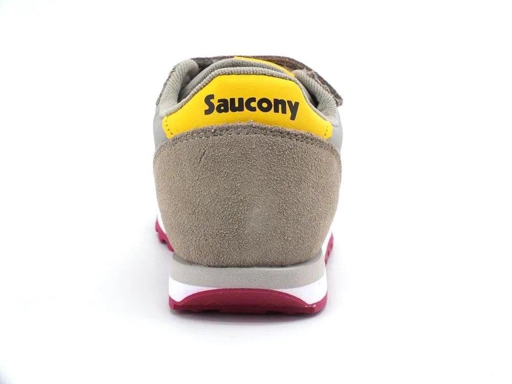 SAUCONY Jazz O Duble HL Kids Sneaker Bambino Strap Taupe Burgundy SK164797