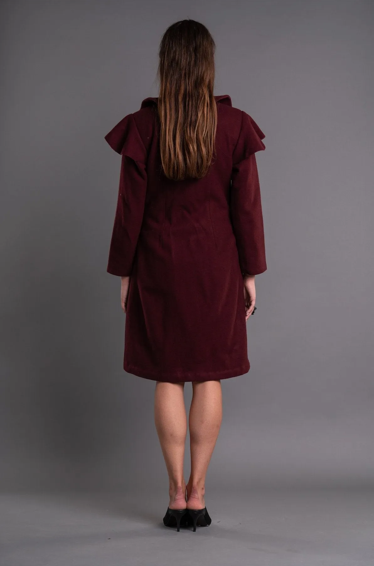 Shawl Collar Ruffle Coat - Dag Dai