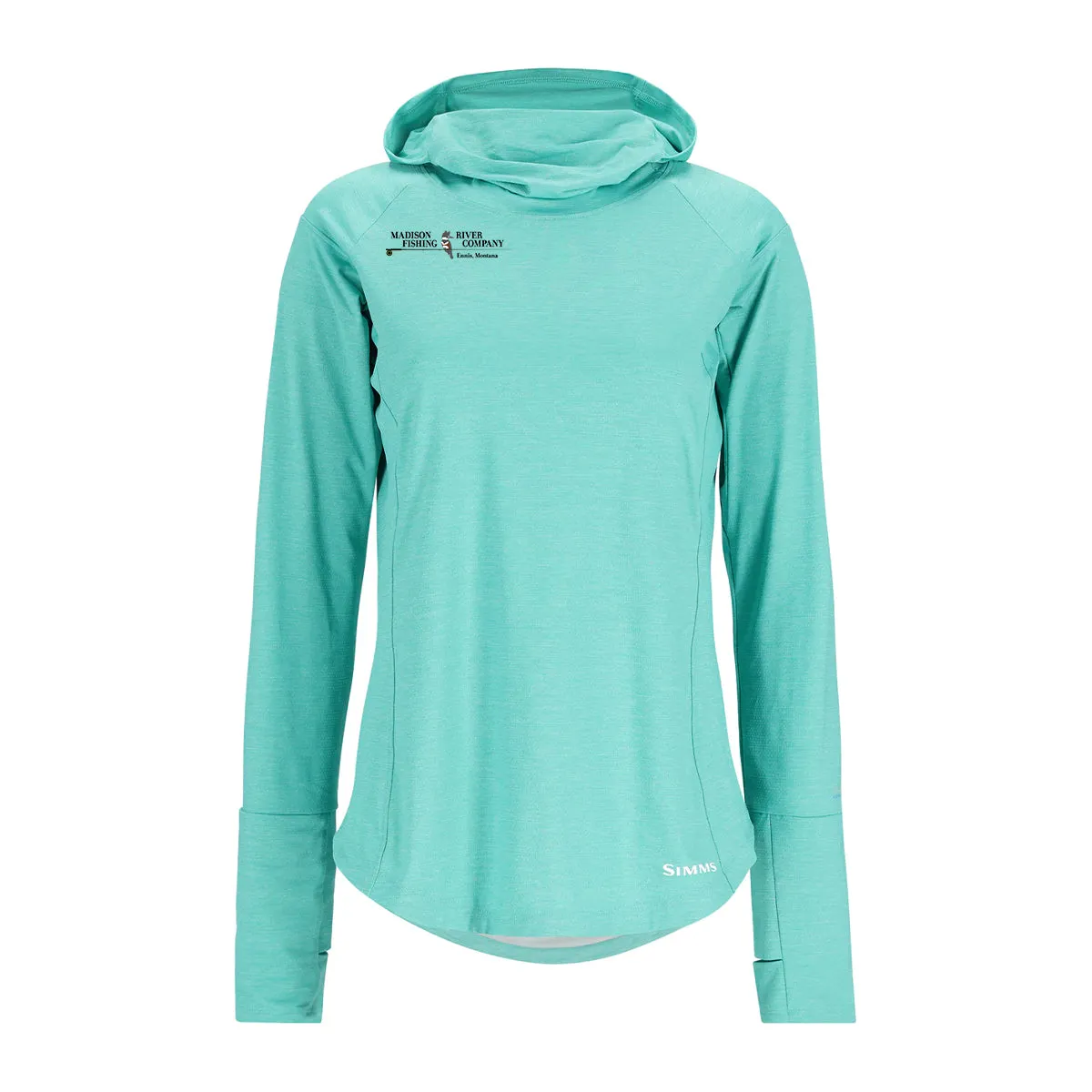 Simms MRFC Logo Womens SolarFlex Cooling Hoody Gulf Blue