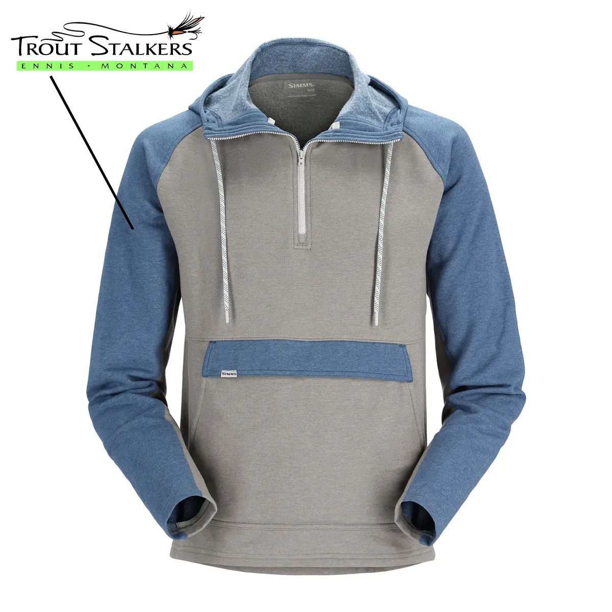 Simms MTS Logo Vermilion Hoody Steel Heather/Navy Heather