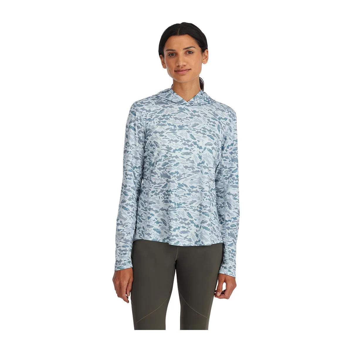 Simms Women's Simms Challenger Solar Hoody Ghost Camo Neptune