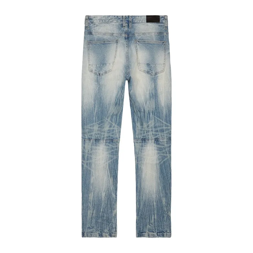 Slim Embroidered Patched Racing Jeans - Beacon Blue