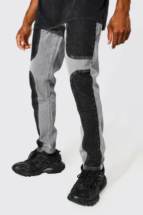 Slim Fit Rigid Contrast Panelled Jeans | boohooMAN UK