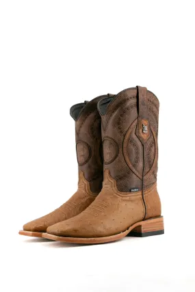 Smooth Ostrich Square Toe Exotic Cowboy Boot