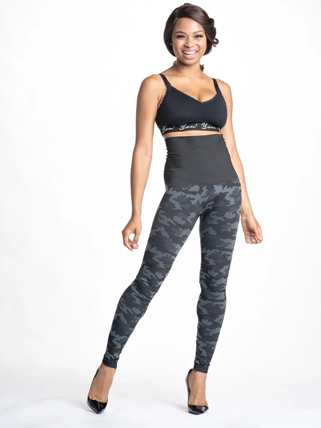 Snapback Postpartum Leggings - Black Camo (2 Pack)