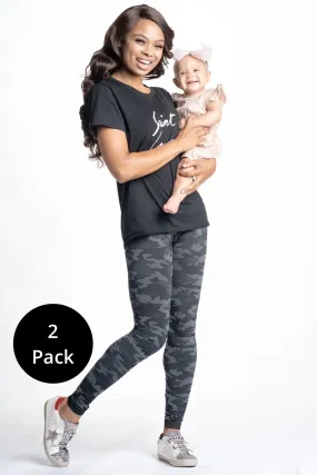 Snapback Postpartum Leggings - Black Camo (2 Pack)