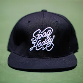 Spaghetti Letters Snapback Baseball Hat Black