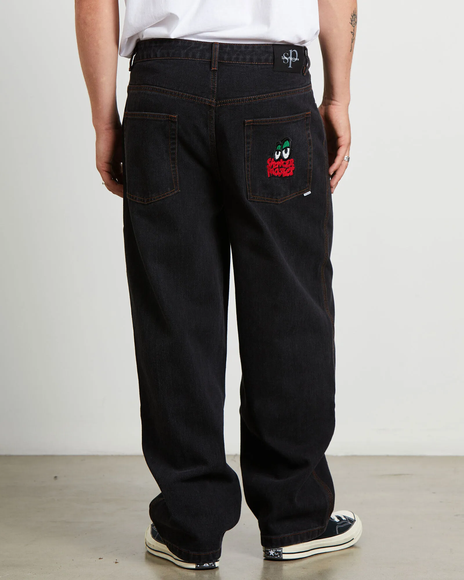 Spencer Project Wide Boy Y2K Jeans in Wash Black