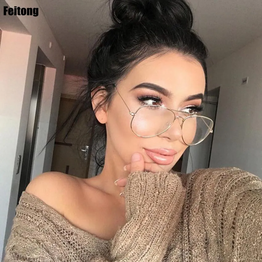 Sunglasses Women 2017 lear Lens Glasses Metal Spectacle Frame Vintage Glasses Lunettes De Soleil Femme#121 SM6