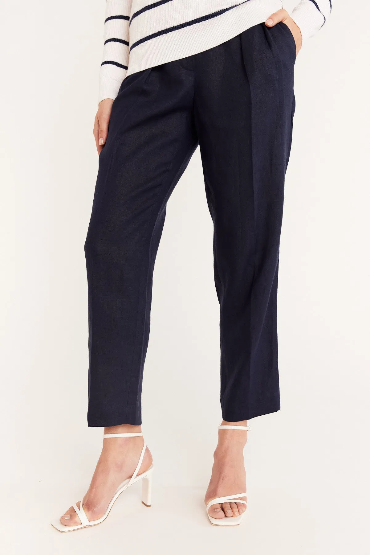 Taomina Linen Pant - Navy