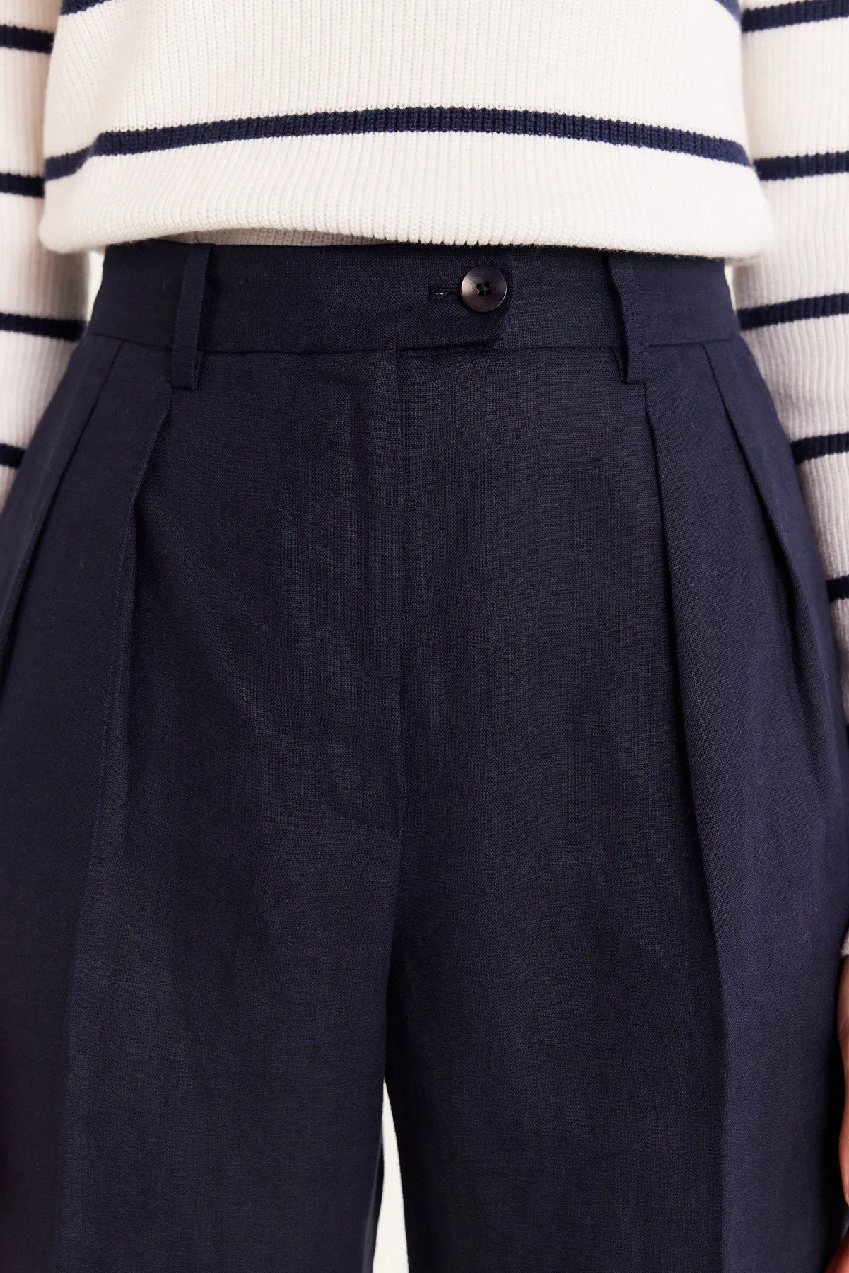 Taomina Linen Pant - Navy