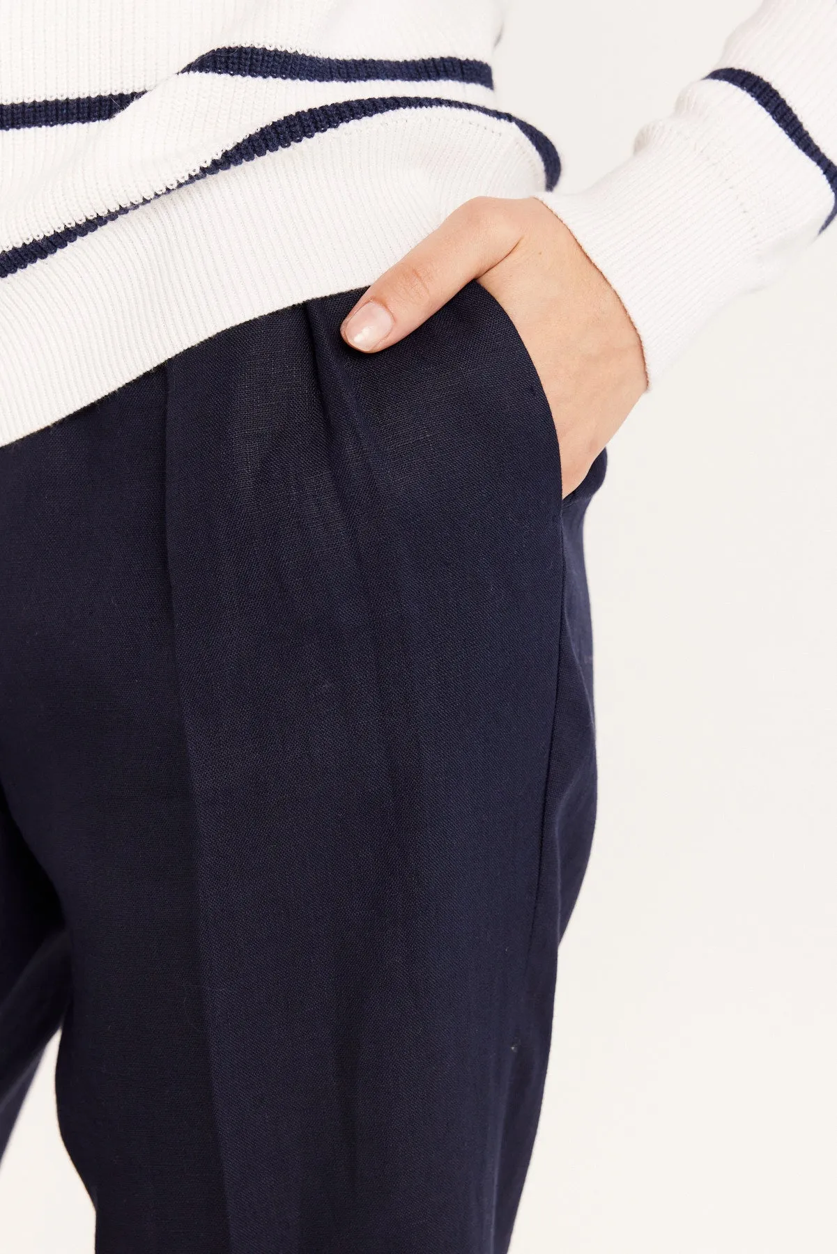 Taomina Linen Pant - Navy