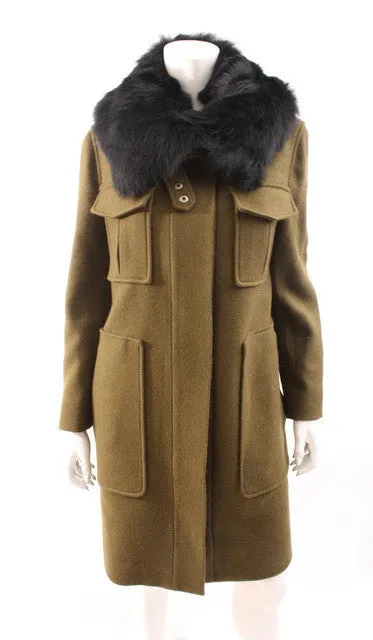 THEORY Coat w/Fur Collar