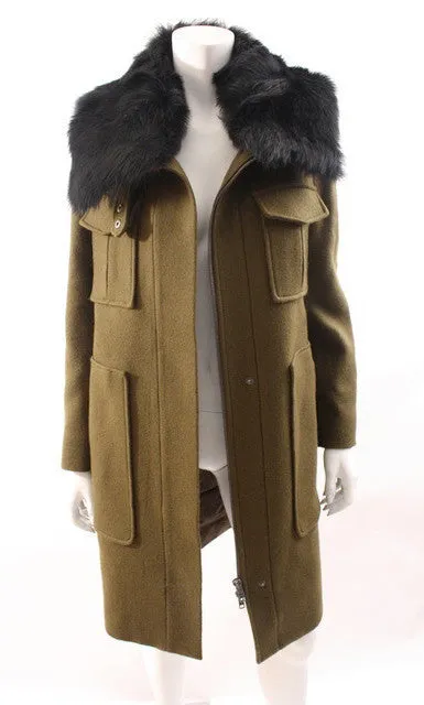 THEORY Coat w/Fur Collar