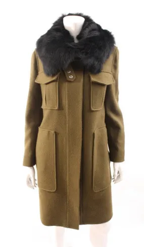 THEORY Coat w/Fur Collar