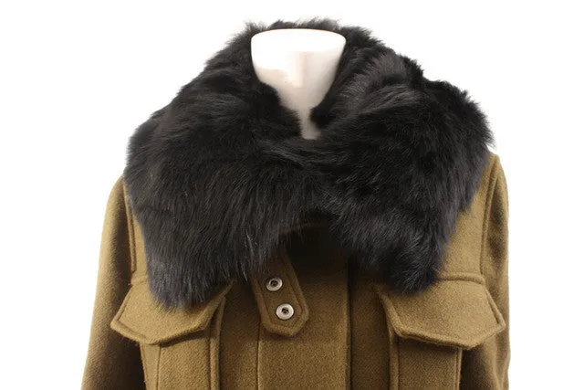 THEORY Coat w/Fur Collar