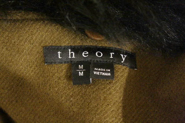 THEORY Coat w/Fur Collar