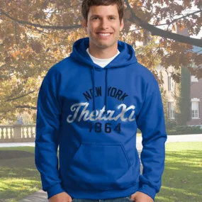 Theta Xi State and Date Printed Hoody - Gildan 18500 - CAD