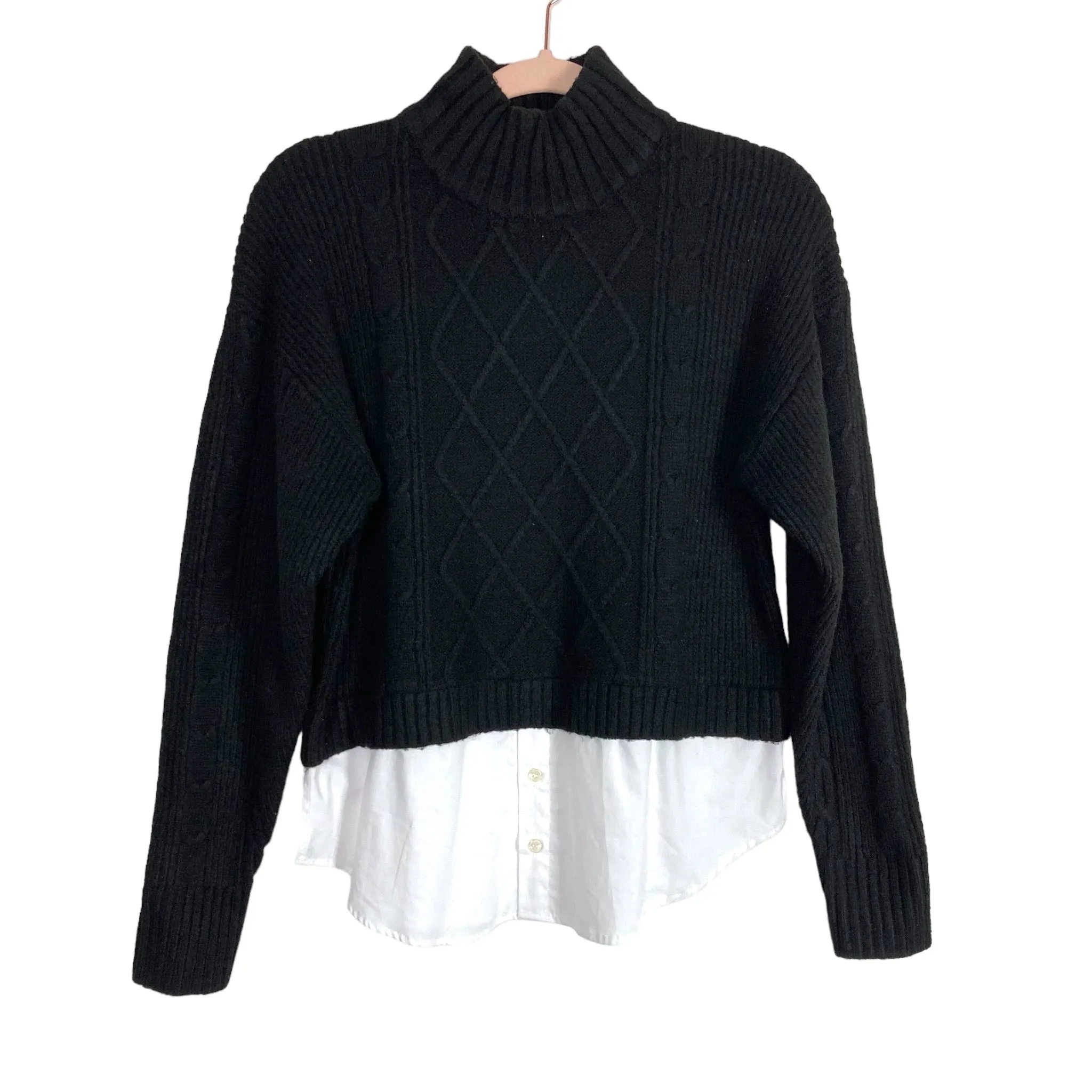 Time & Tru Black Mock Neck Sweater with White Underlayer- Size S (sold out online)