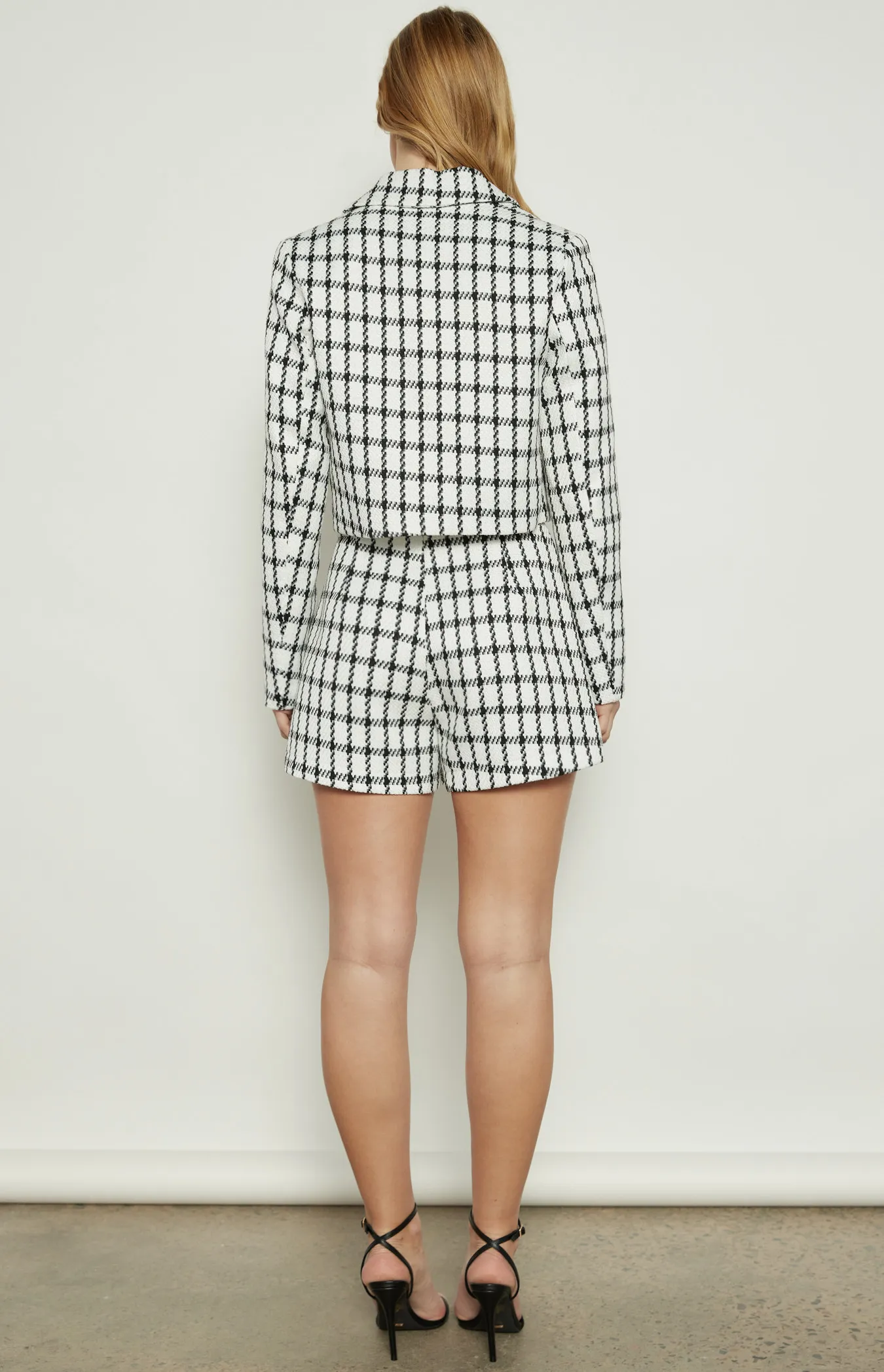 Tinsel Checkered Set with Cropped Blazer and Shorts (WSE299A)