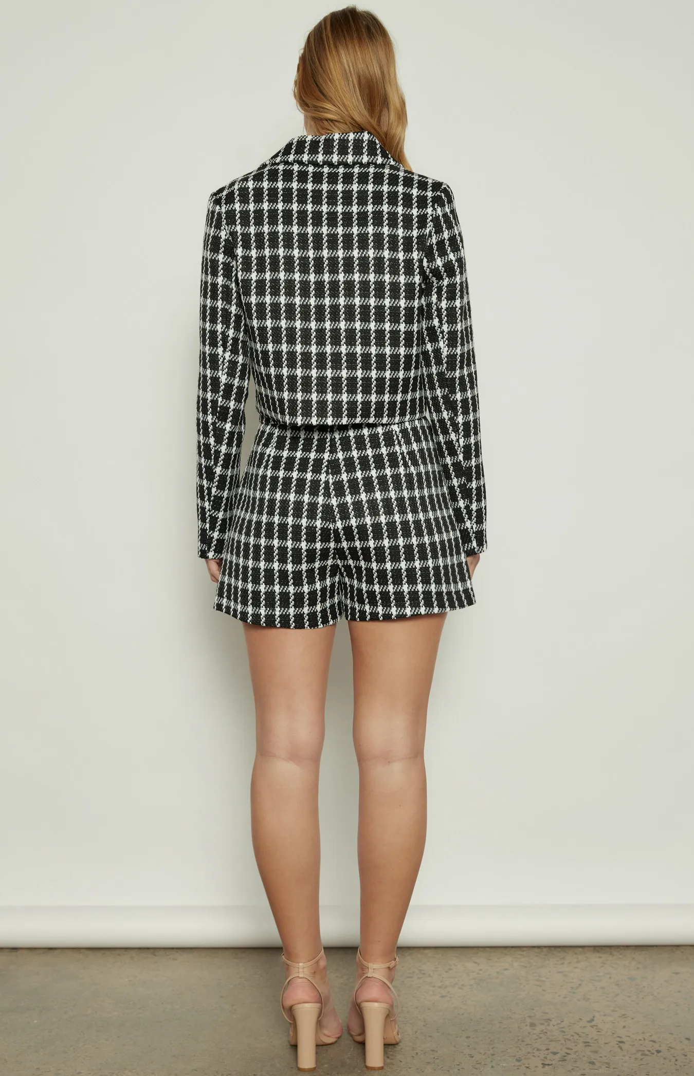 Tinsel Checkered Set with Cropped Blazer and Shorts (WSE299A)