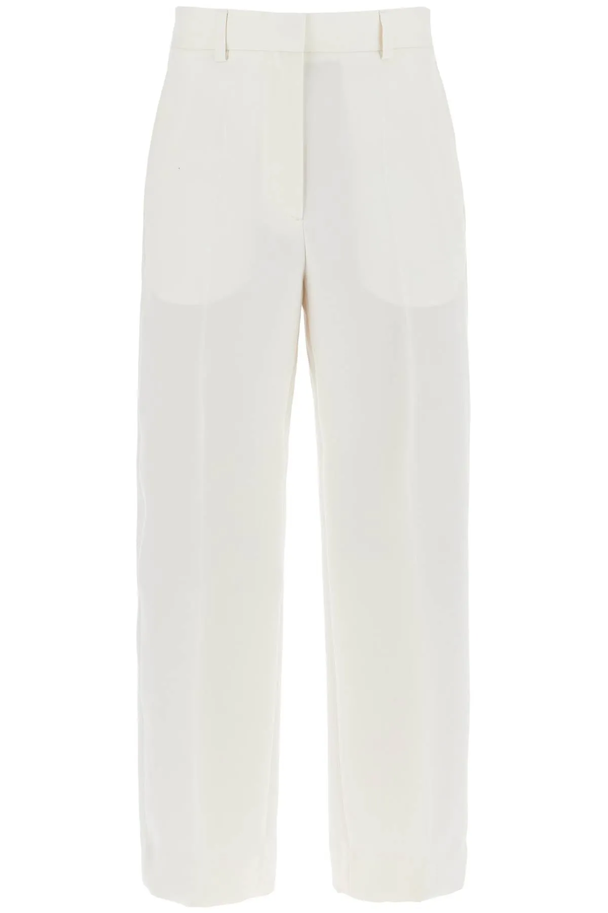 Toteme Cropped Wool Blend Trousers   White