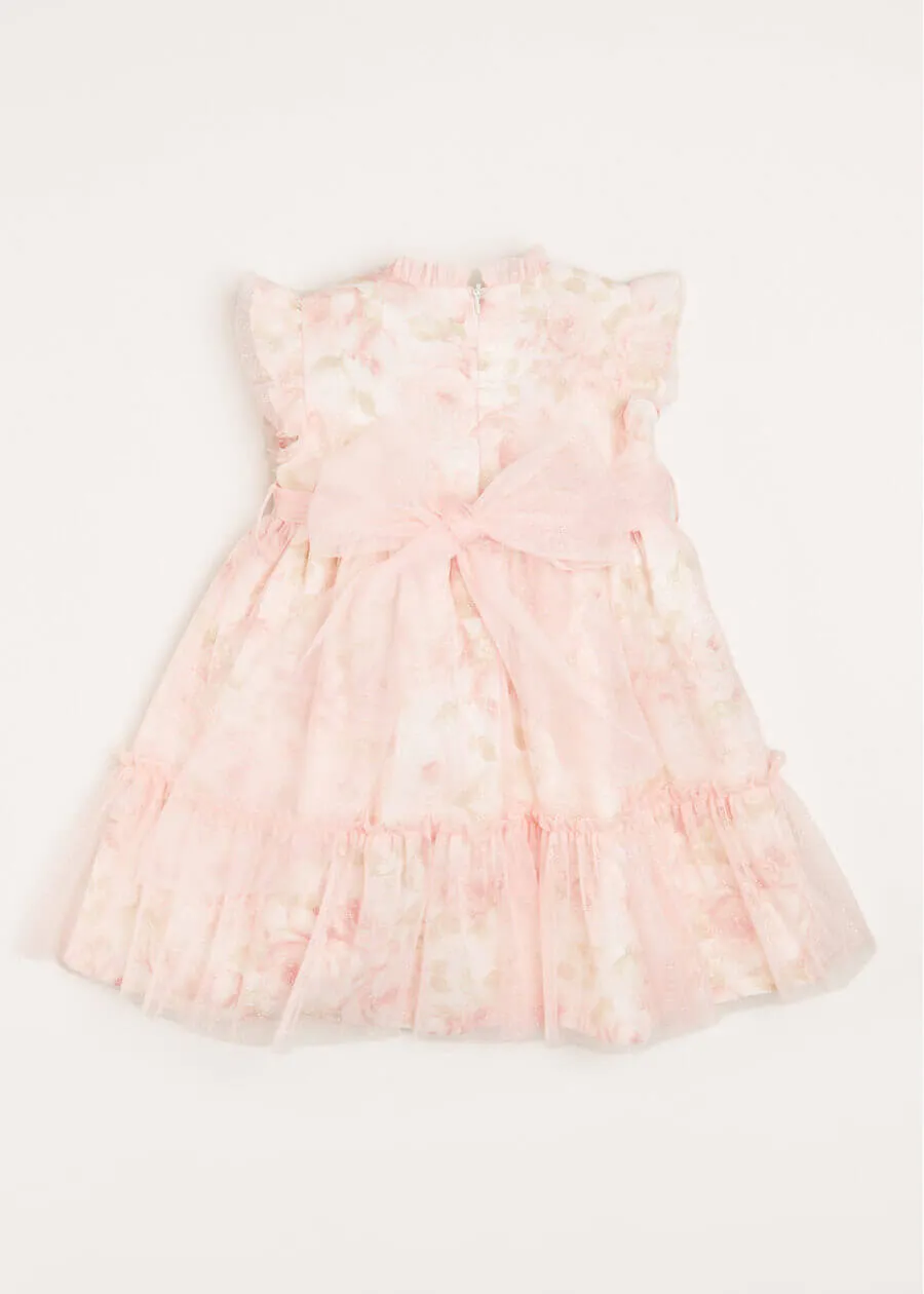 Tulle Floral Sleeveless Party Dress in Pink (4-10yrs)