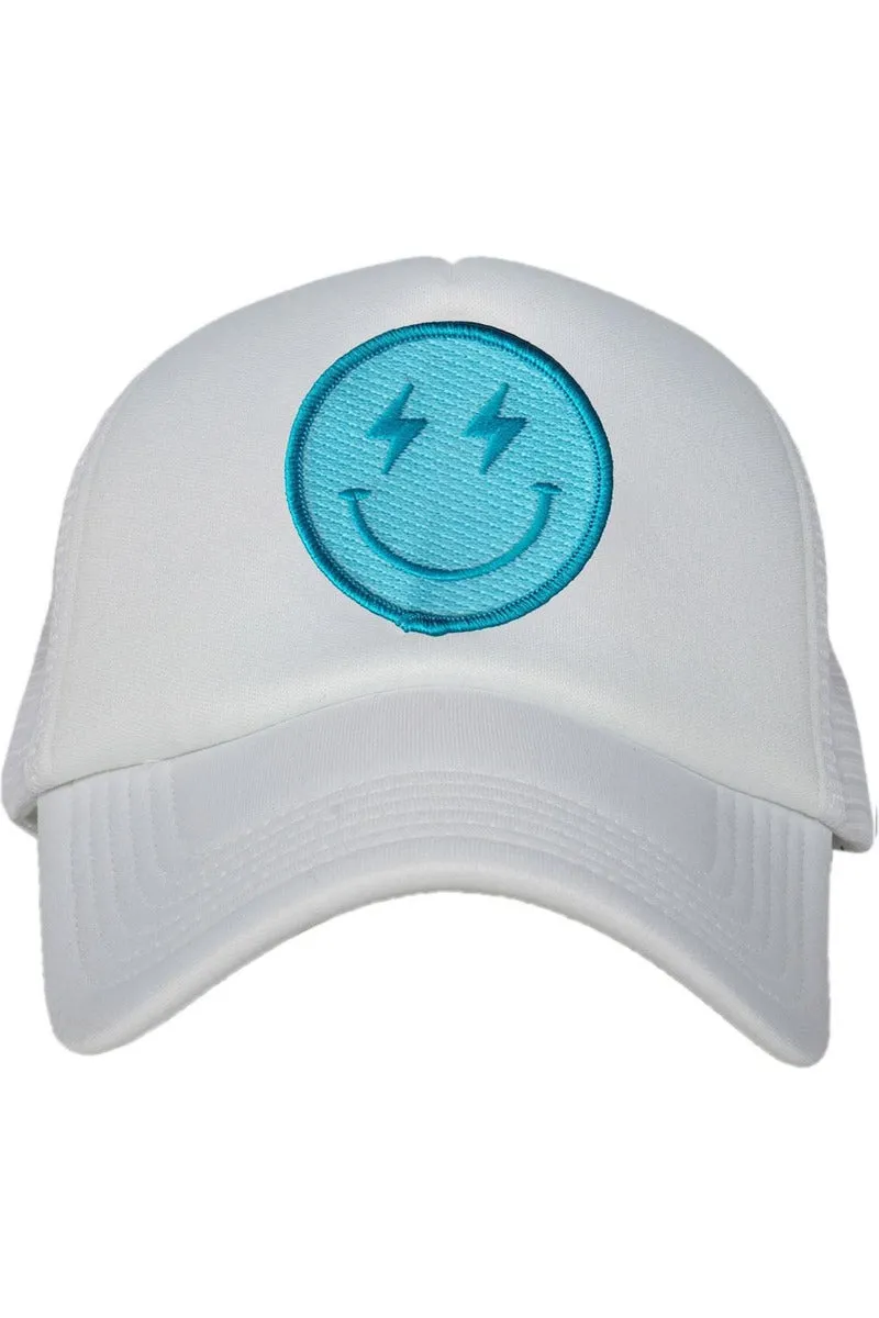 Turquoise Lightning Happy Face Foam Trucker Hat