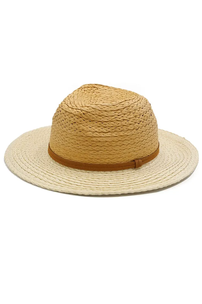 Two Tone Sun Hat with Suede Double Band