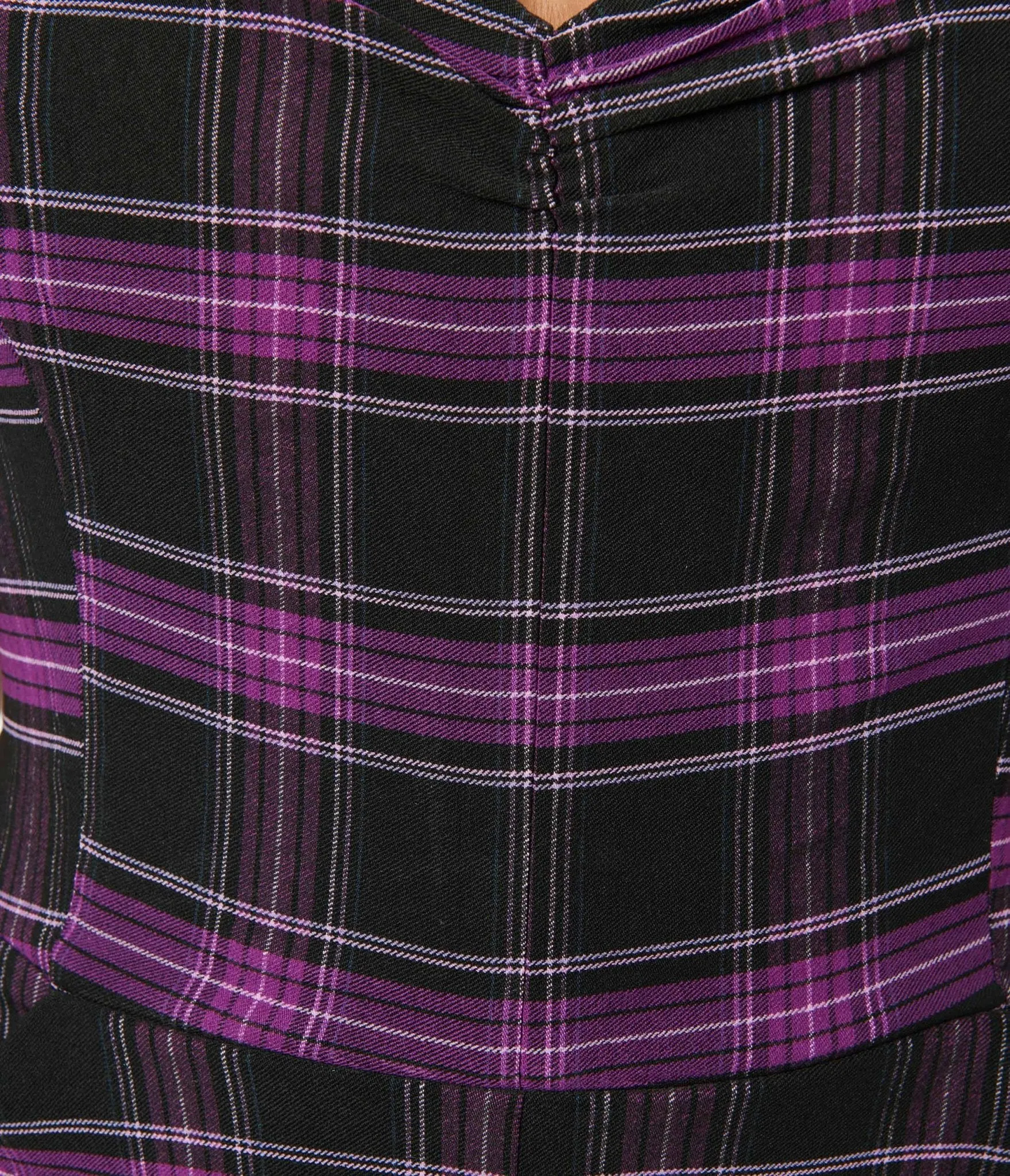 Unique Vintage 1970s Purple & Black Plaid Marcel Jumpsuit