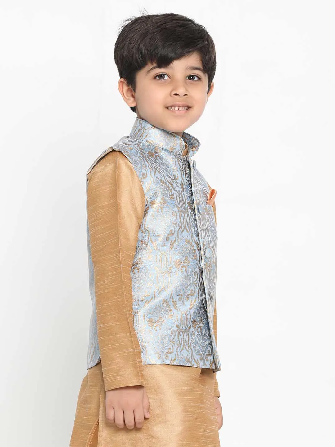 VASTRAMAY Boys' Grey Silk Blend Jacket