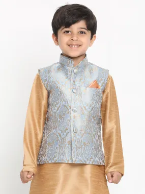 VASTRAMAY Boys' Grey Silk Blend Jacket