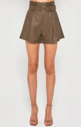 Vegan Leather Paper Bag High Waisted Shorts (SPA410B) 