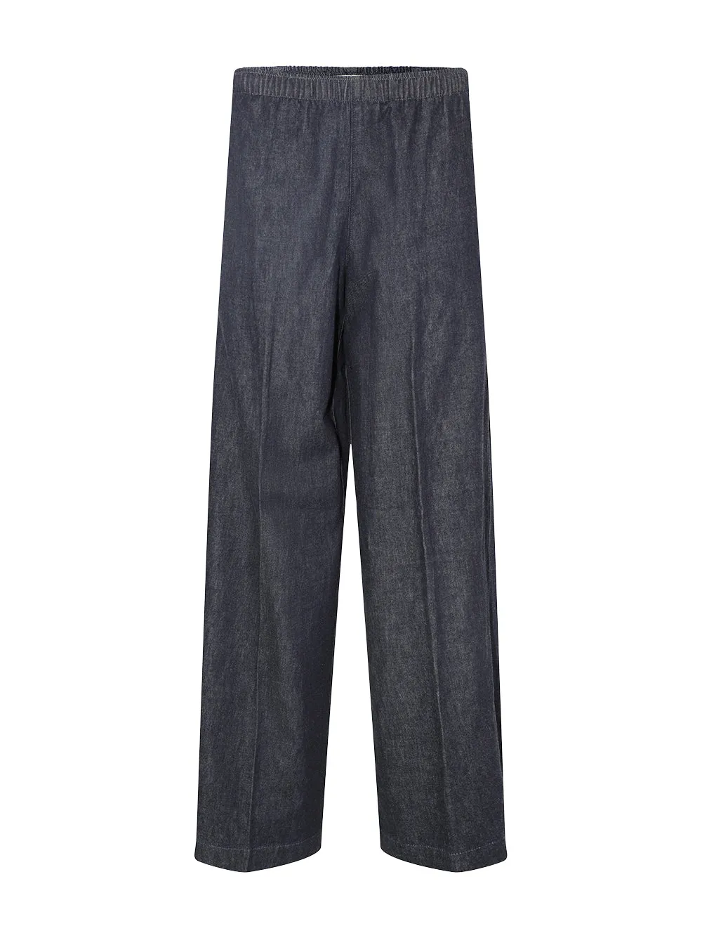 Vince Low-Rise Pull-On Wide-Leg Twill Pant in Washed Indigo