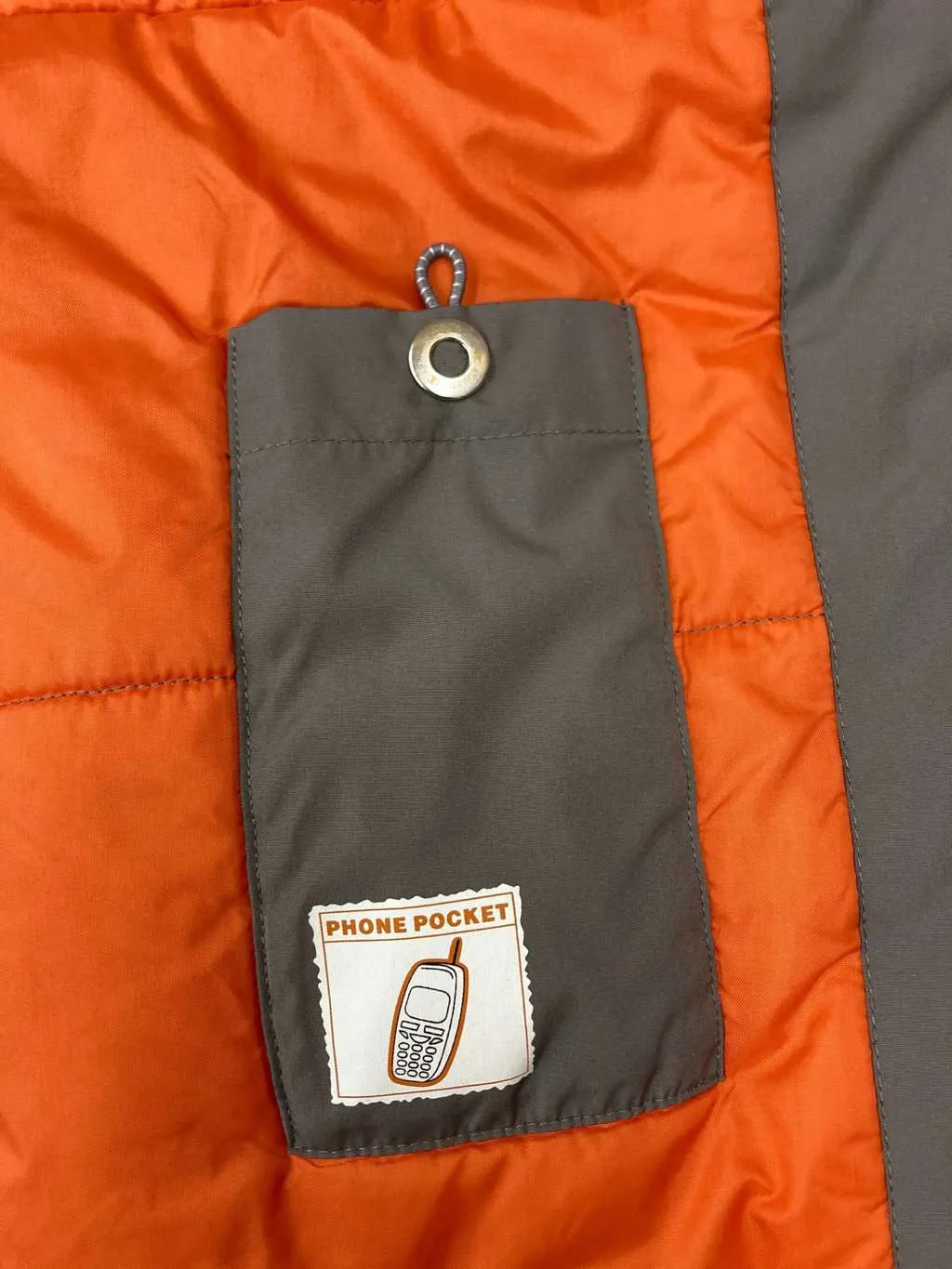 Vintage Champion padded sports jacket grey with orange lining – Small