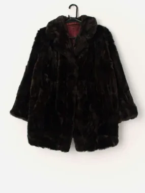 Vintage dark brown faux fur jacket – Large