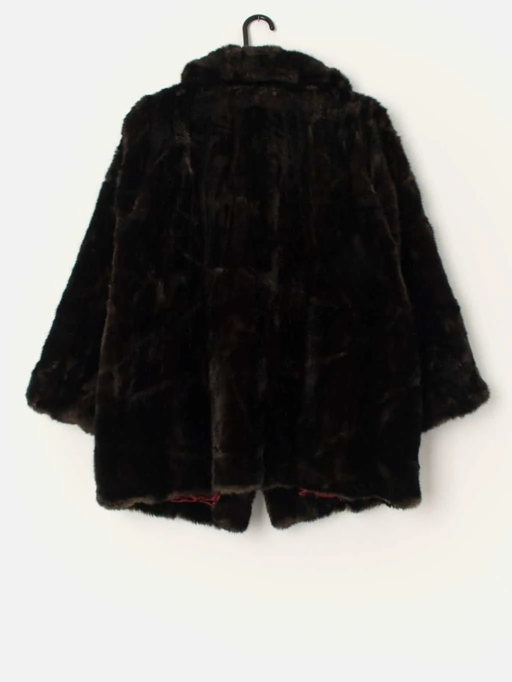 Vintage dark brown faux fur jacket – Large